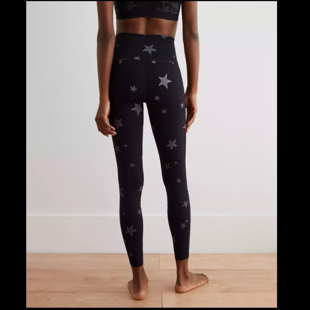 Aerie Black Star Print High Waisted Leggings Small